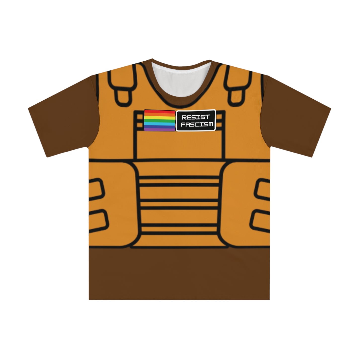 Unisex Tan Tactical Vest T-Shirt- Brown